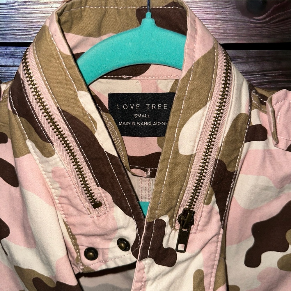Love Tree Pink Camo Camouflage Button Up Military Style Vest Womens Small - Picture 6 of 9